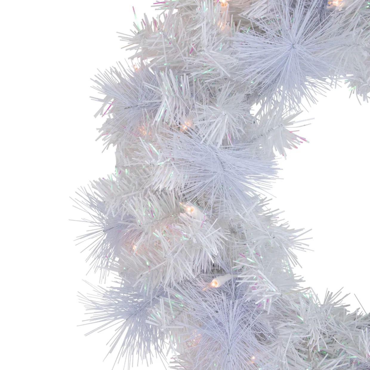 Pre-Lit Vermont White Pine Artificial Christmas Wreath, 24-Inch, Clear Lights