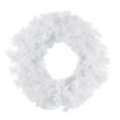 Pre-Lit White Alaskan Pine Artificial Christmas Wreath, 48-Inch, Warm White LED Lights