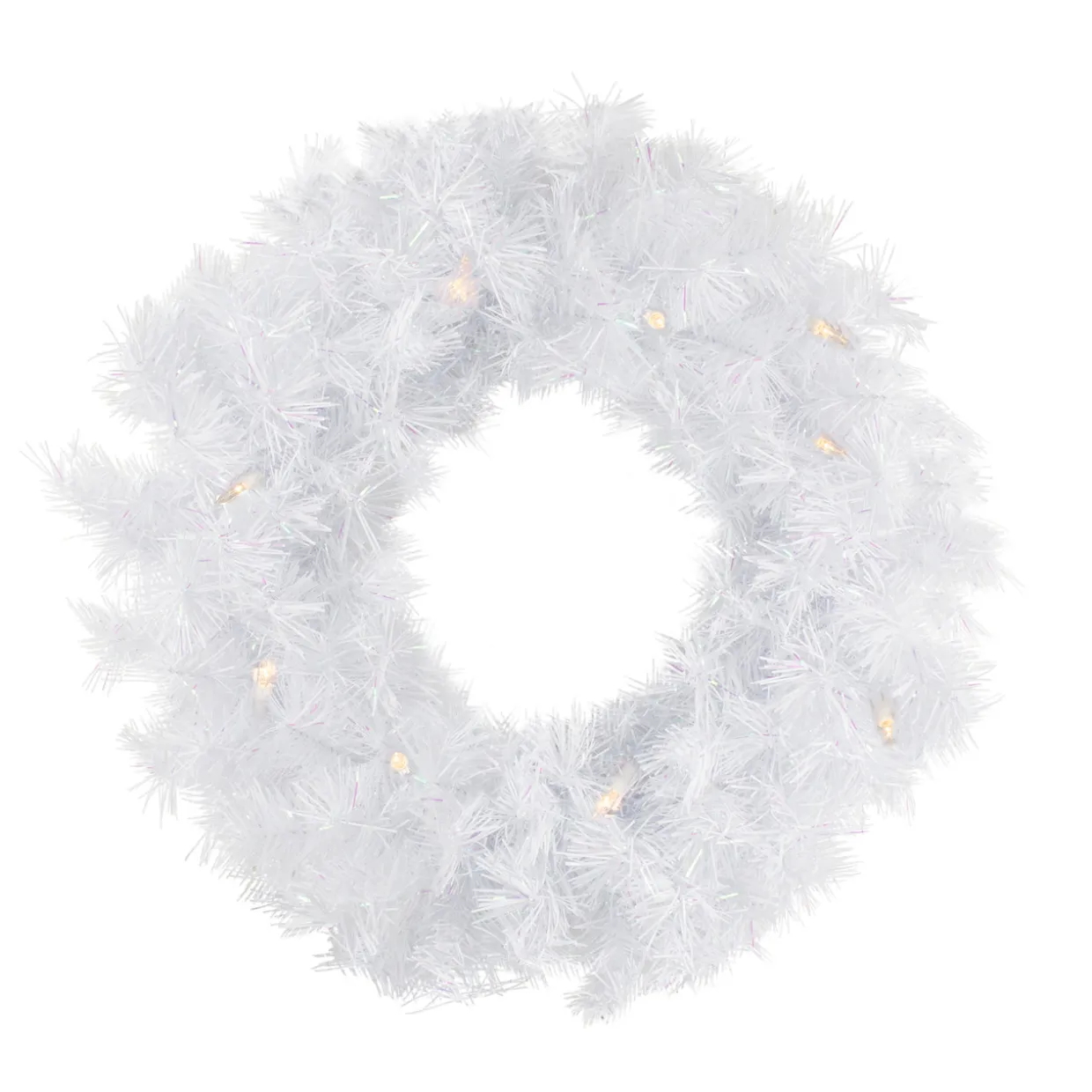 Pre-Lit White Alaskan Pine Artificial Christmas Wreath, 48-Inch, Warm White LED Lights