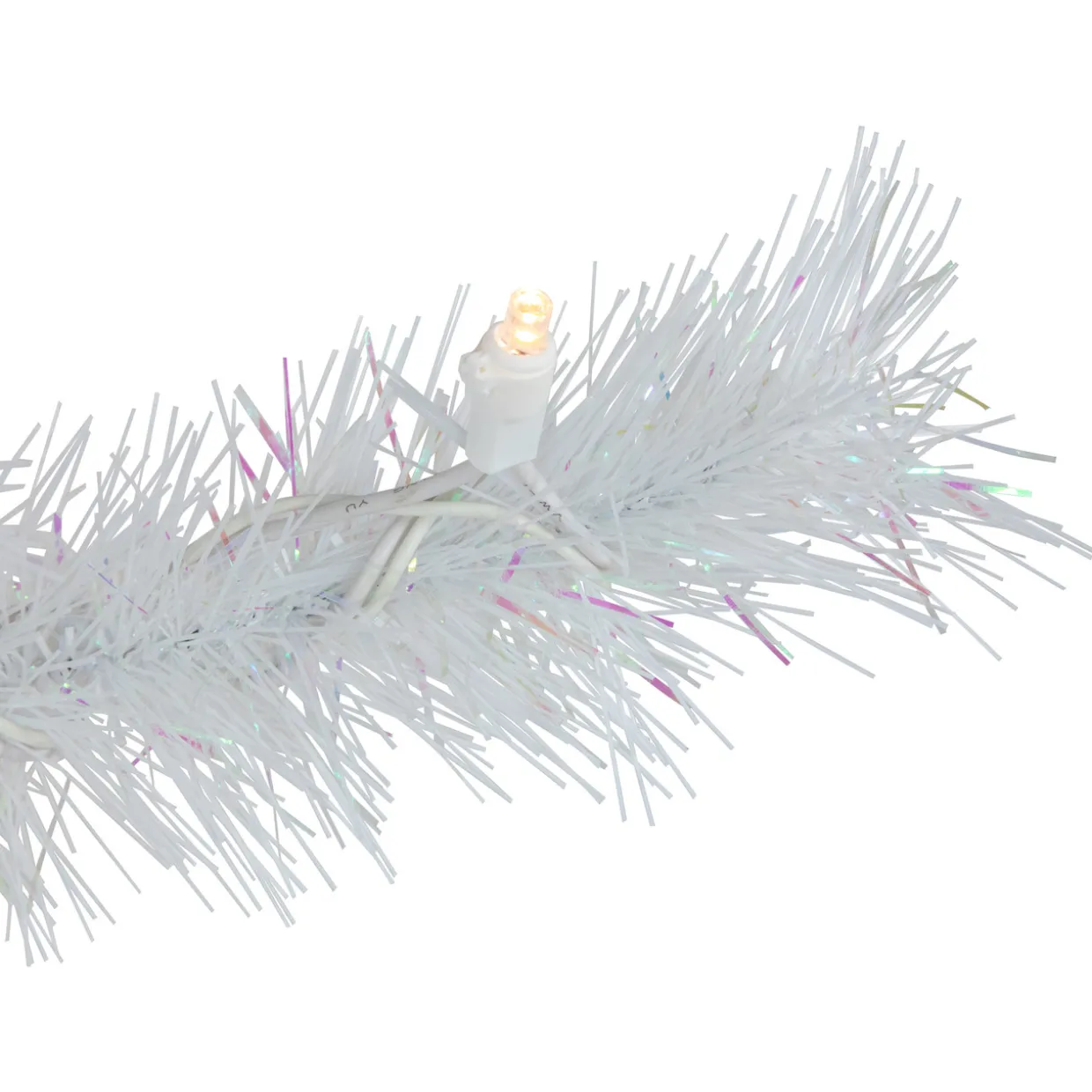 Pre-Lit White Alaskan Pine Artificial Christmas Wreath, 48-Inch, Warm White LED Lights