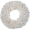 Pre-Lit White Alaskan Pine Artificial Christmas Wreath, 36-Inch, Warm White LED Lights