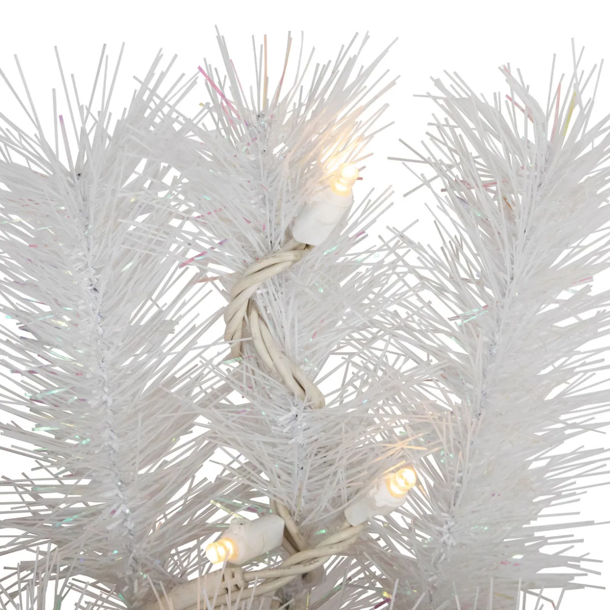 Pre-Lit White Alaskan Pine Artificial Christmas Wreath, 36-Inch, Warm White LED Lights