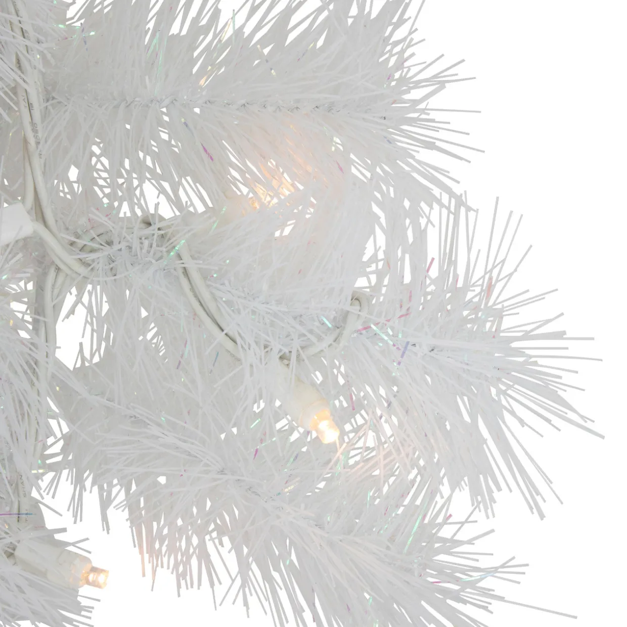 Pre-Lit White Alaskan Pine Artificial Christmas Wreath, 24-Inch, Warm White LED Lights