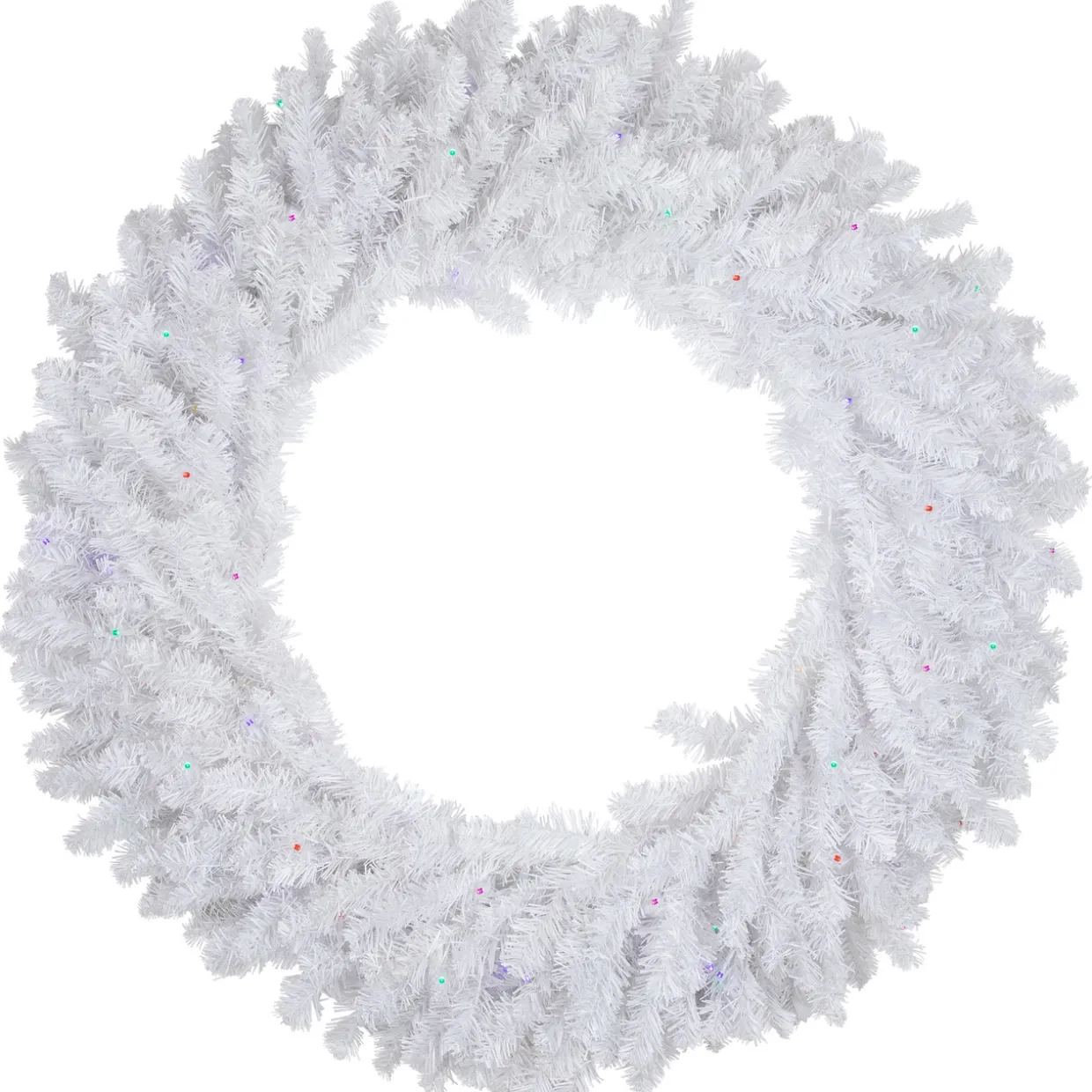 Pre-Lit White Pine Battery Operated Christmas Wreath - 36" - Multicolor LED Lights