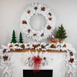 Pre-Lit White Pine Battery Operated Christmas Wreath - 36" - Multicolor LED Lights