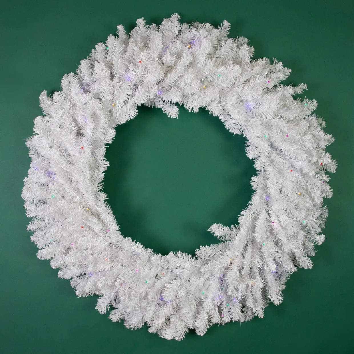 Pre-Lit White Pine Battery Operated Christmas Wreath - 36" - Multicolor LED Lights