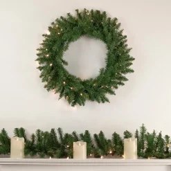 Pre-Lit Winona Fir Artificial Christmas Wreath, 24-Inch, Warm White LED Lights