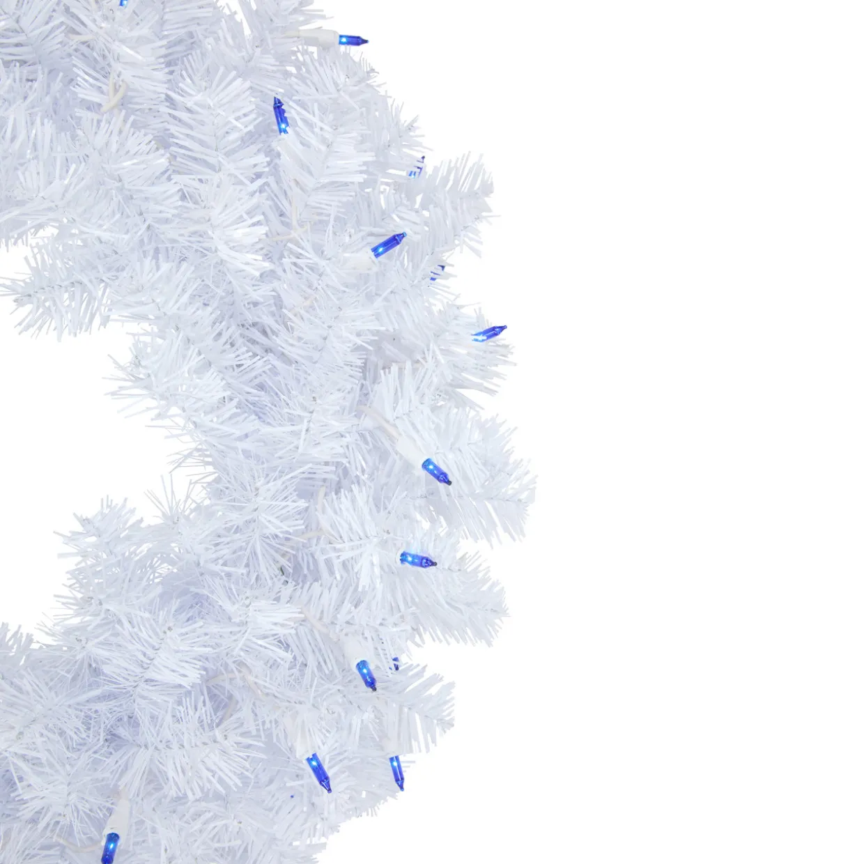 Pre-Lit Woodbury White Pine Artificial Christmas Wreath, 24-Inch, Blue Lights