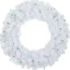 Pre-Lit Woodbury White Pine Artificial Christmas Wreath, 24-Inch, Green Lights