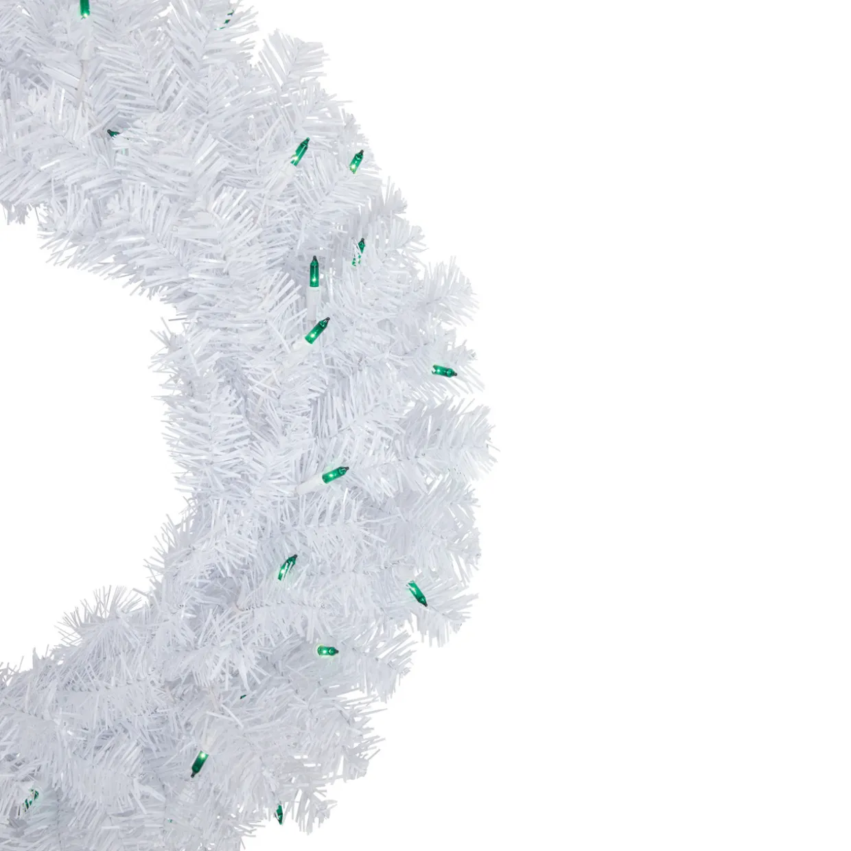 Pre-Lit Woodbury White Pine Artificial Christmas Wreath, 24-Inch, Green Lights