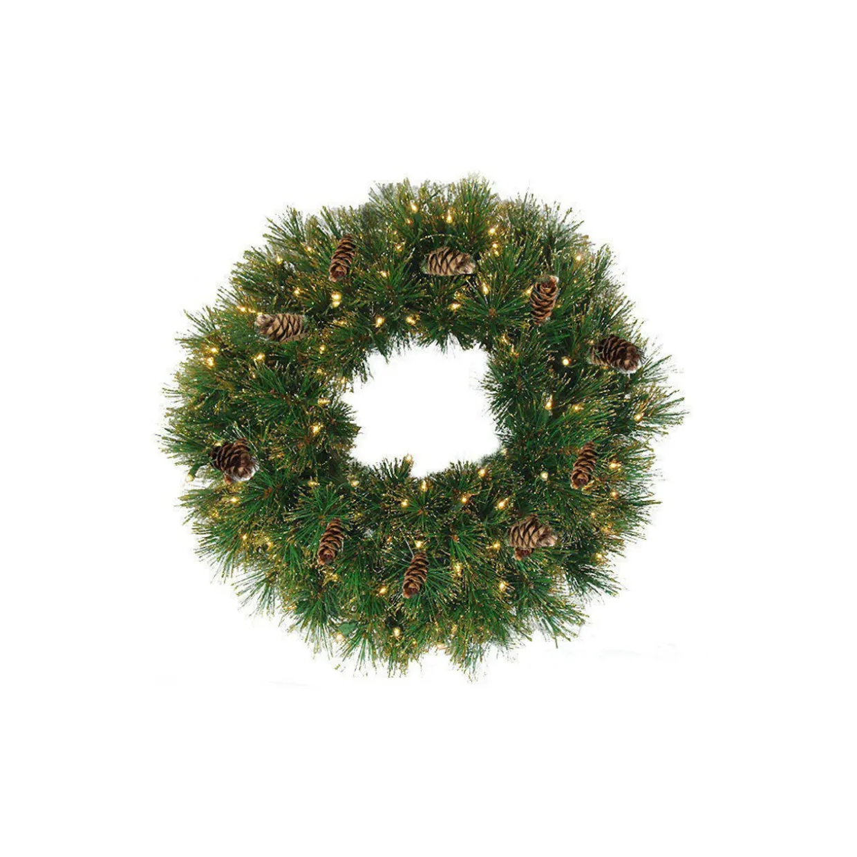 Pre-Lit Yorkville Pine Artificial Christmas Wreath - 24" - Clear Lights