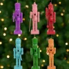 Rainbow Nutcracker Wooden Christmas Ornaments - 5" - Multicolor - Set of 5