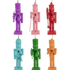 Rainbow Nutcracker Wooden Christmas Ornaments - 5" - Multicolor - Set of 5