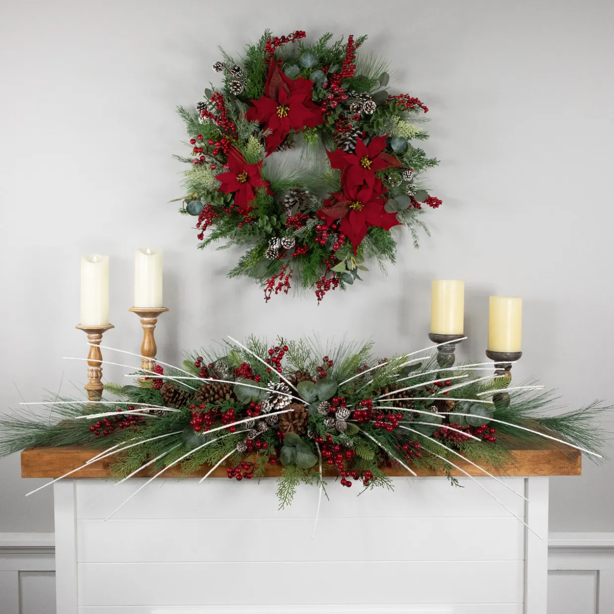 Real Touch™ Berries and Birch Twigs Artificial Pine Christmas Swag - 62" - Unlit