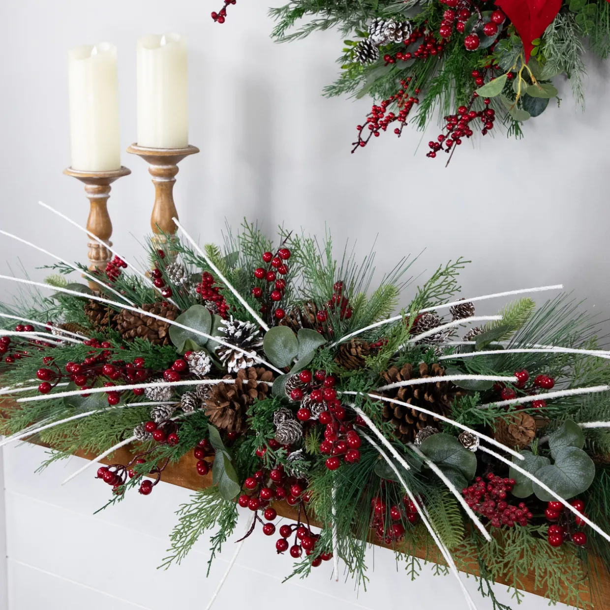 Real Touch™ Berries and Birch Twigs Artificial Pine Christmas Swag - 62" - Unlit
