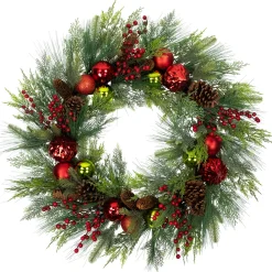 Real Touchâ„¢ Berries, Pinecones and Ornaments Artificial Christmas Wreath - 36" - Unlit