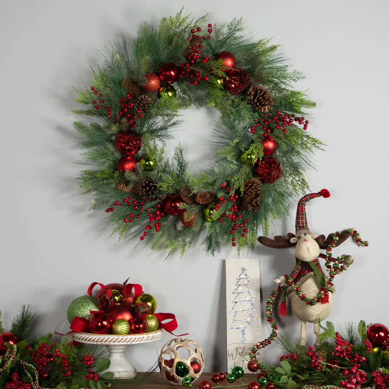Real Touch™ Berries, Pinecones and Ornaments Artificial Christmas Wreath - 36" - Unlit