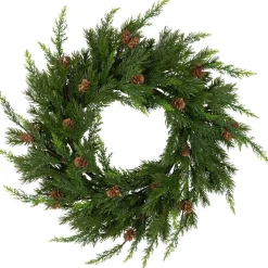 Real Touchâ„¢? Cypress and Pinecone Artificial Christmas Wreath - 24" - Unlit