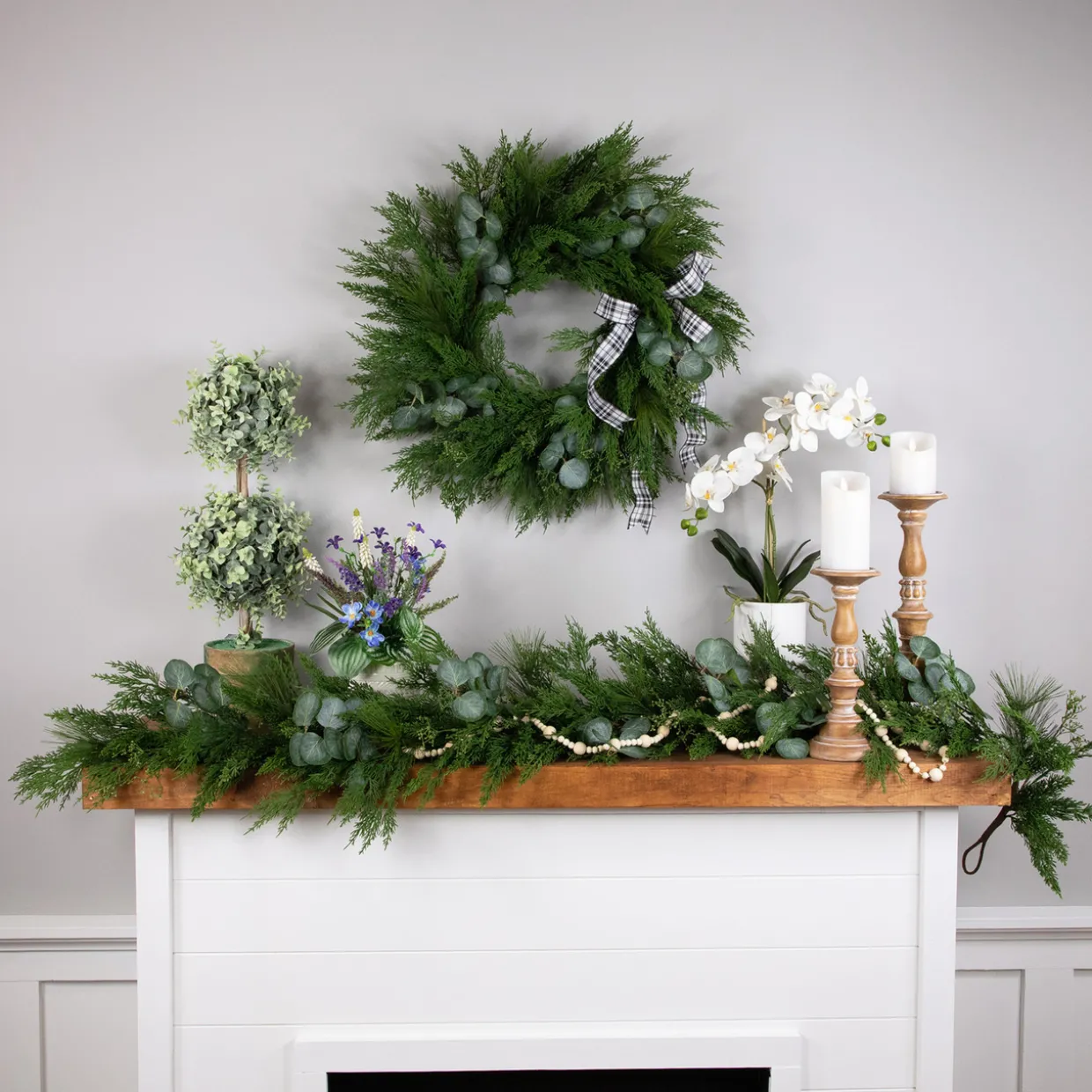 Real Touch™? Eucalyptus and Mixed Pine Artificial Christmas Garland - 6' x 8" - Unlit