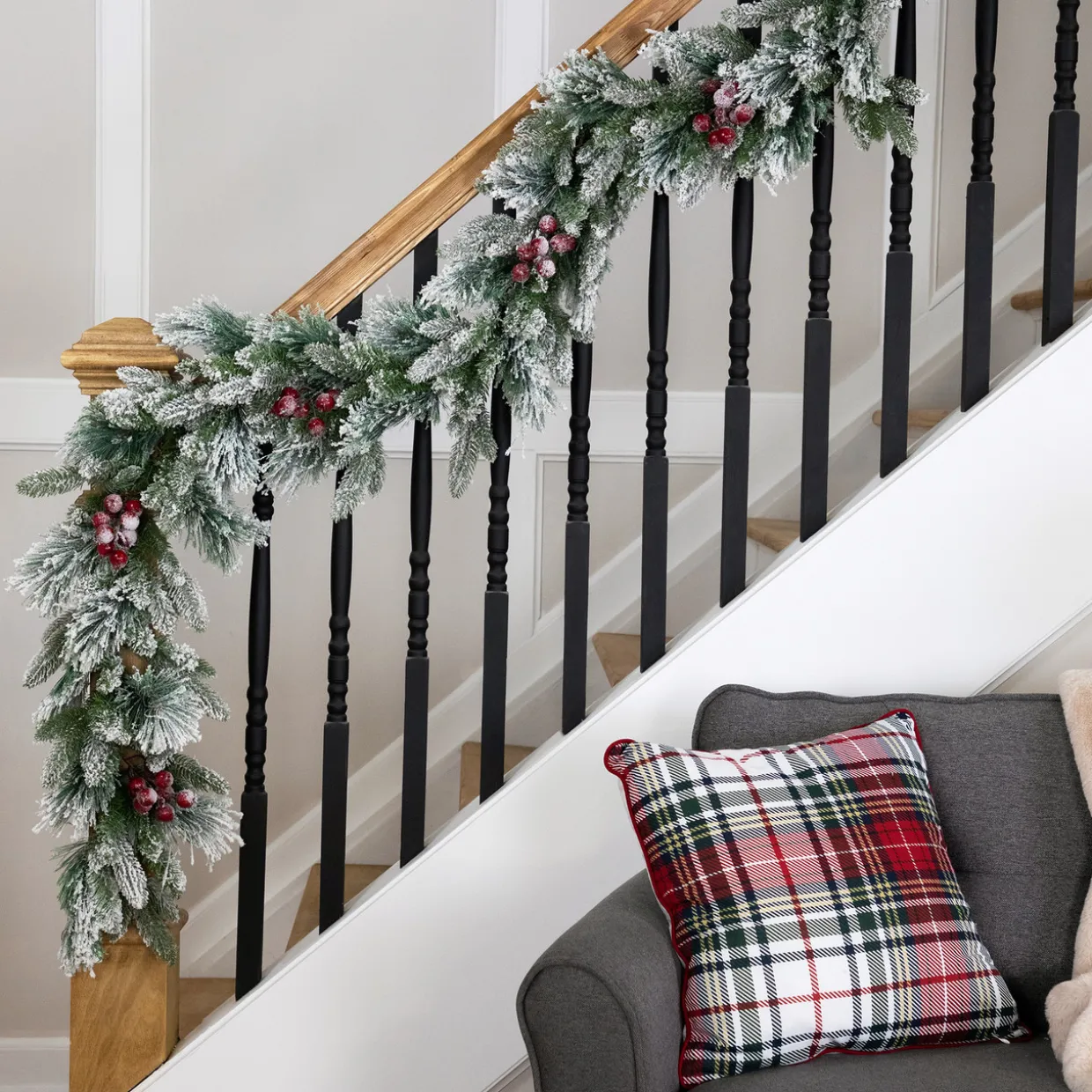 Real Touch™? Flocked Calloway Fir with Berries Artificial Christmas Garland - 7' x 12" - Unlit