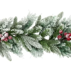 Real Touch™? Flocked Calloway Fir with Berries Artificial Christmas Garland - 7' x 12