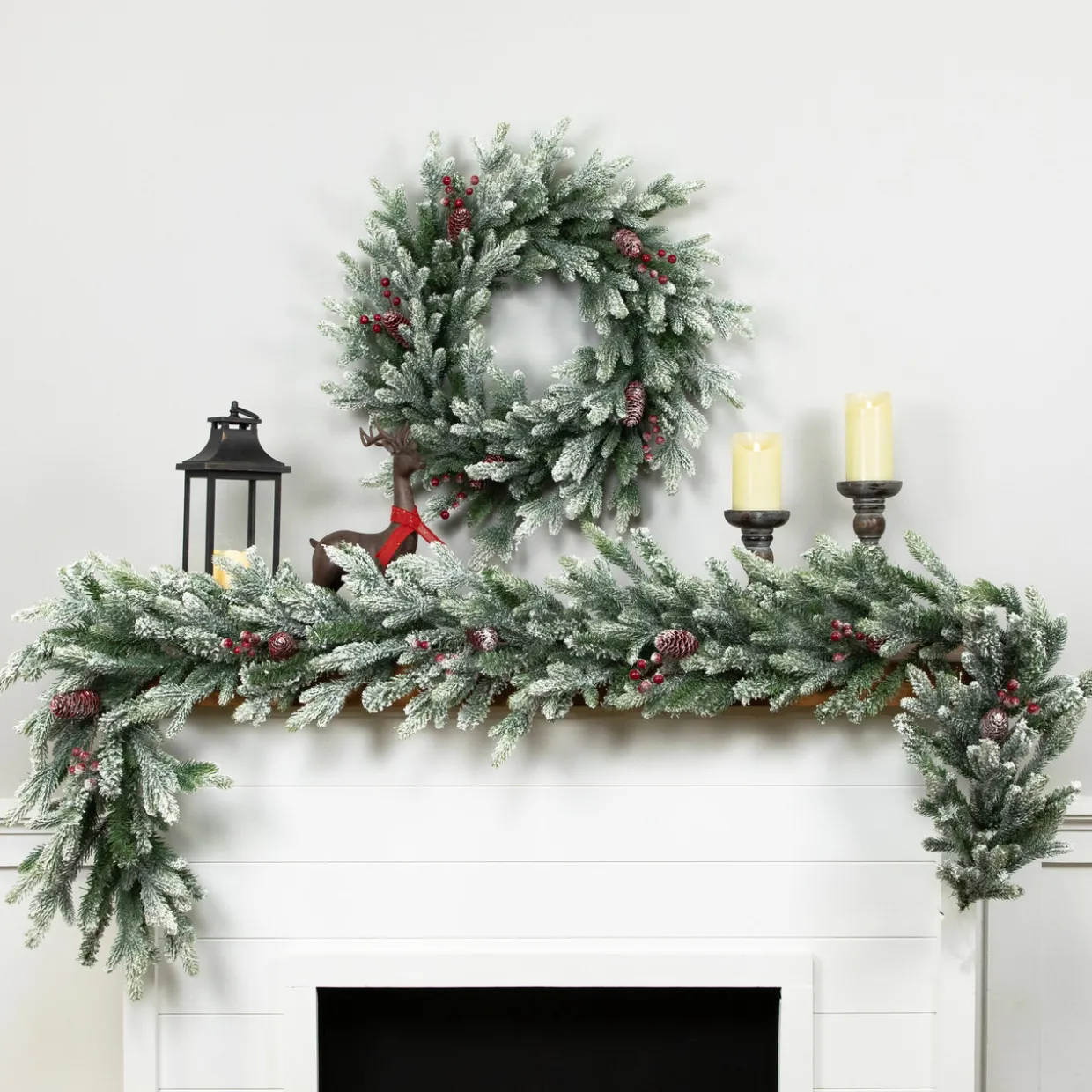 Real Touch™? Flocked Snowcap Grove Fir Artificial Christmas Garland - 7' x 15" - Unlit