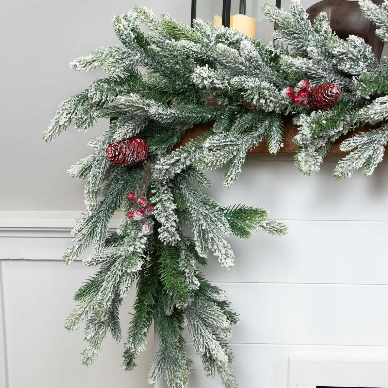 Real Touch™? Flocked Snowcap Grove Fir Artificial Christmas Garland - 7' x 15" - Unlit