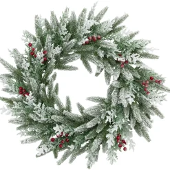 Real Touch™? Flocked Wind River Fir with Berries Artificial Christmas Wreath - 24" - Unlit