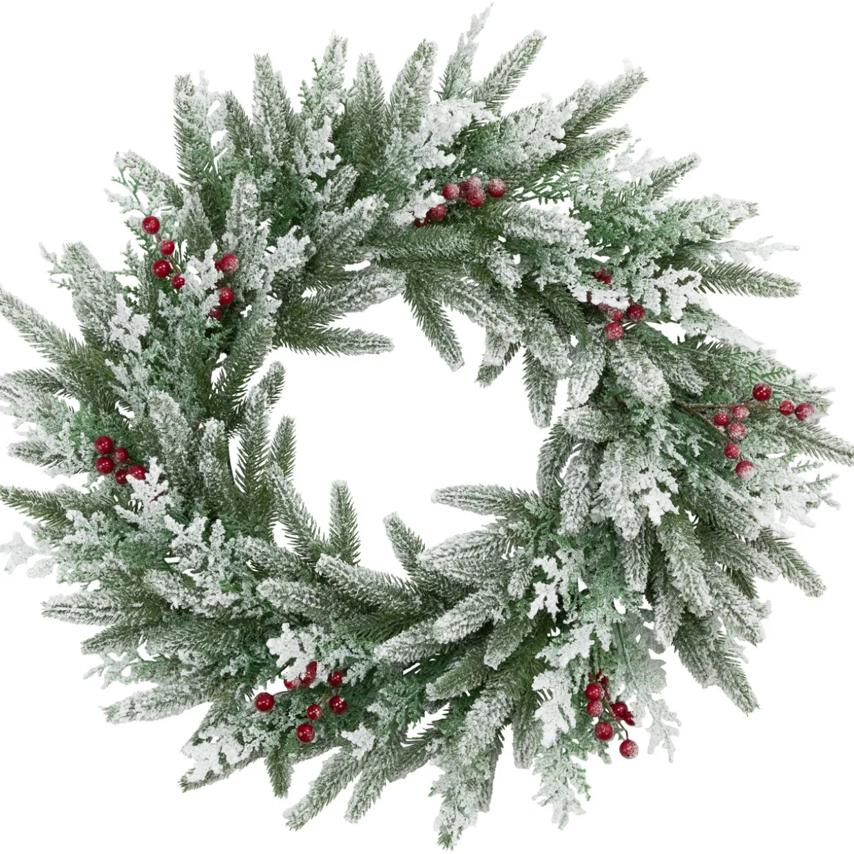 Real Touch™? Flocked Wind River Fir with Berries Artificial Christmas Wreath - 24" - Unlit