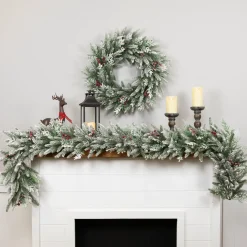 Real Touch™? Flocked Wind River Fir with Berries Artificial Christmas Wreath - 24
