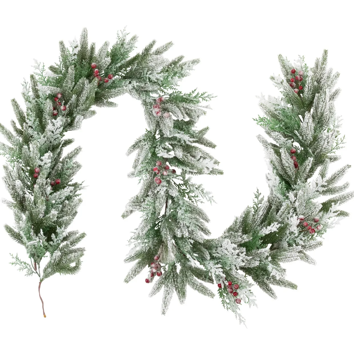 Real Touch™? Flocked Wind River Fir with Berries Artificial Christmas Garland - 7' x 12" - Unlit
