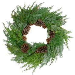 Real Touchâ„¢? Frosted Cedar and Pinecone Artificial Christmas Wreath - 26" - Unlit