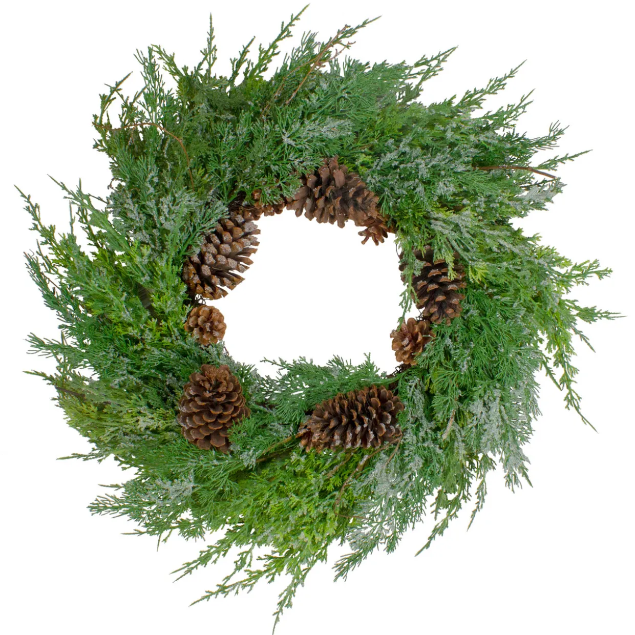Real Touch™? Frosted Cedar and Pinecone Artificial Christmas Wreath - 26" - Unlit