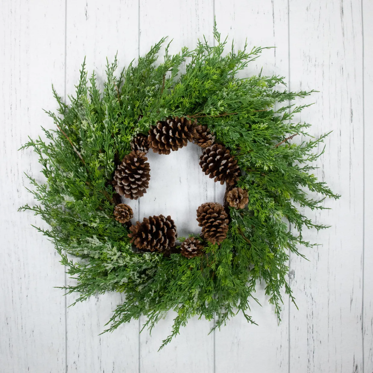 Real Touch™? Frosted Cedar and Pinecone Artificial Christmas Wreath - 26" - Unlit