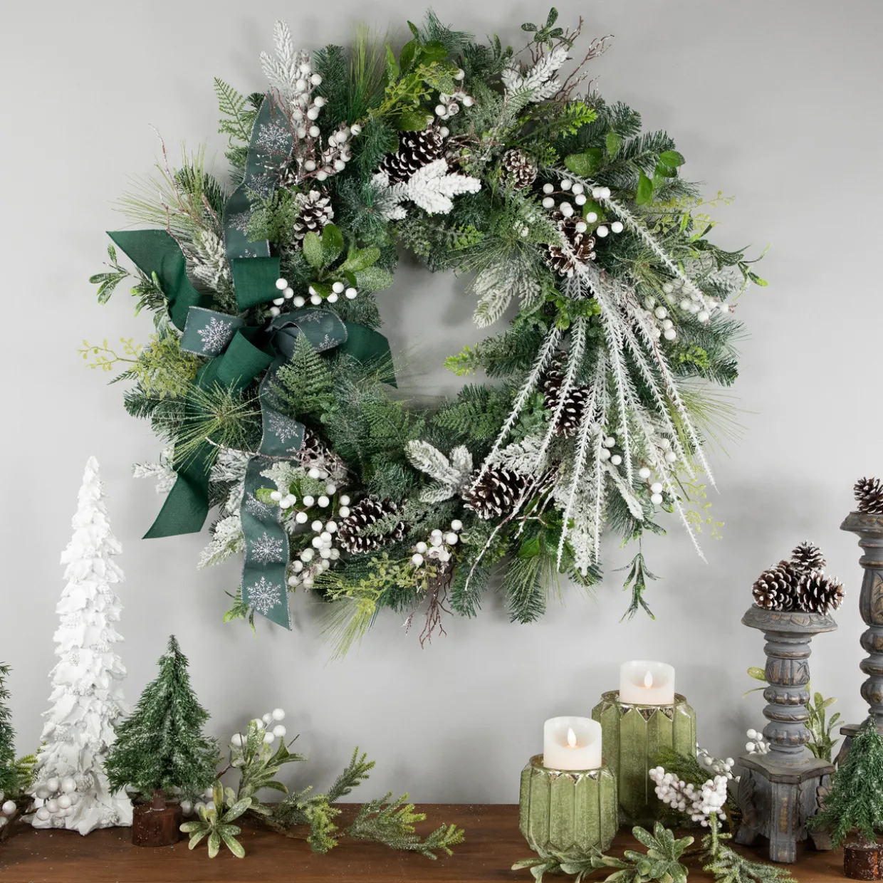 Real Touch™? Frosted Pinecones and Berries Christmas Wreath - 36" - Unlit
