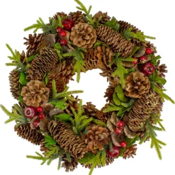 Real Touchâ„¢? Glittered Pine and Pinecone Artificial Christmas Wreath - 13" - Unlit