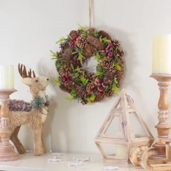 Real Touch™? Glittered Pine and Pinecone Artificial Christmas Wreath - 13" - Unlit