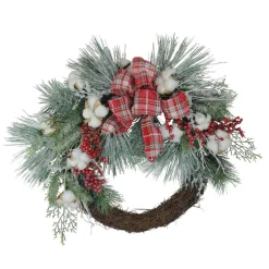 Real Touch™? Iced Mixed Pine and Holly Berry Artificial Christmas Wreath - 24" - Unlit