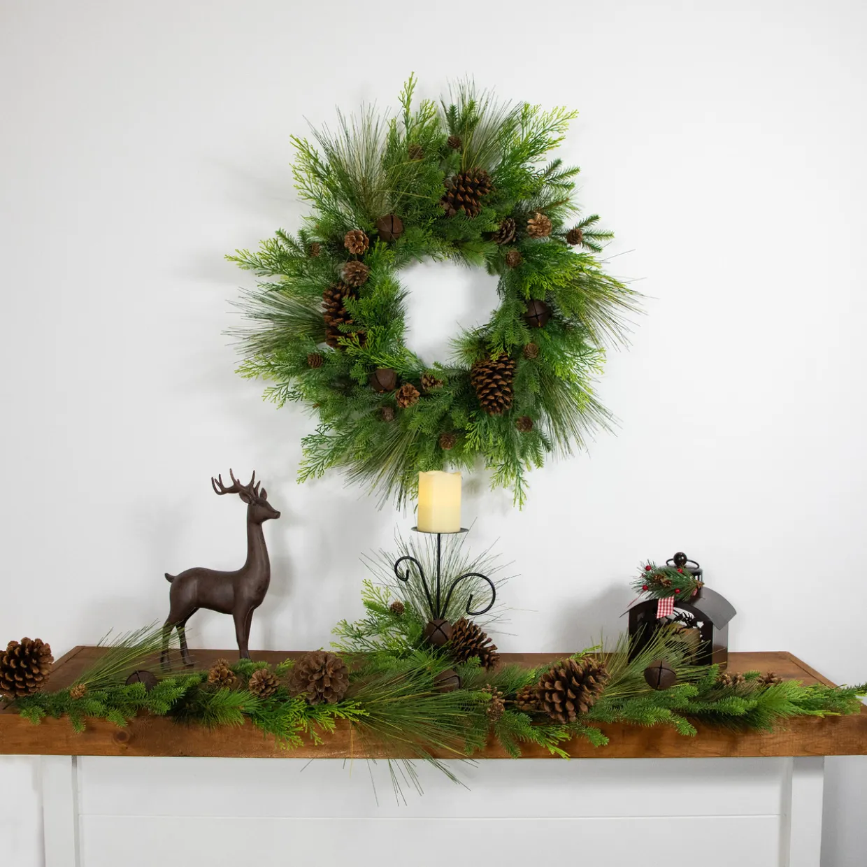 Real Touch™? Jingle Bells and Pinecones Artificial Christmas Garland - 5' x 10" - Unlit