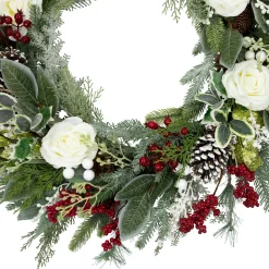 Real Touch™? Mixed Foliage and Roses Artificial Christmas Wreath 30