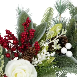 Real Touch™? Mixed Foliage and Roses Artificial Christmas Wreath 30
