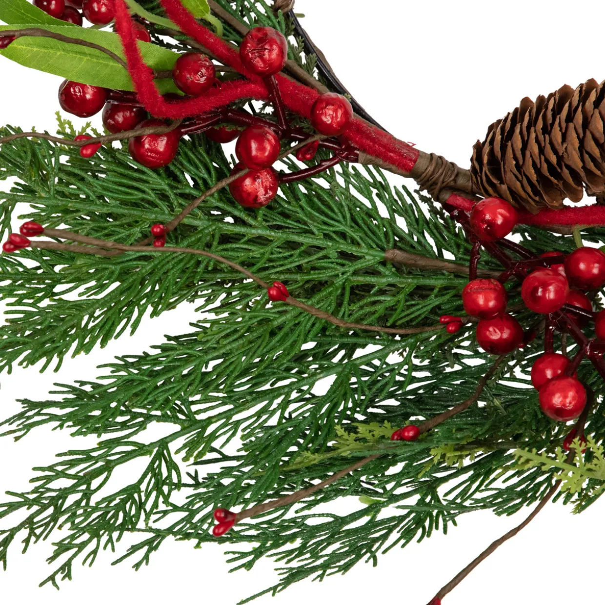 Real Touch™? Mixed Greenery and Berries Artificial Christmas Wreath - 18" - Unlit