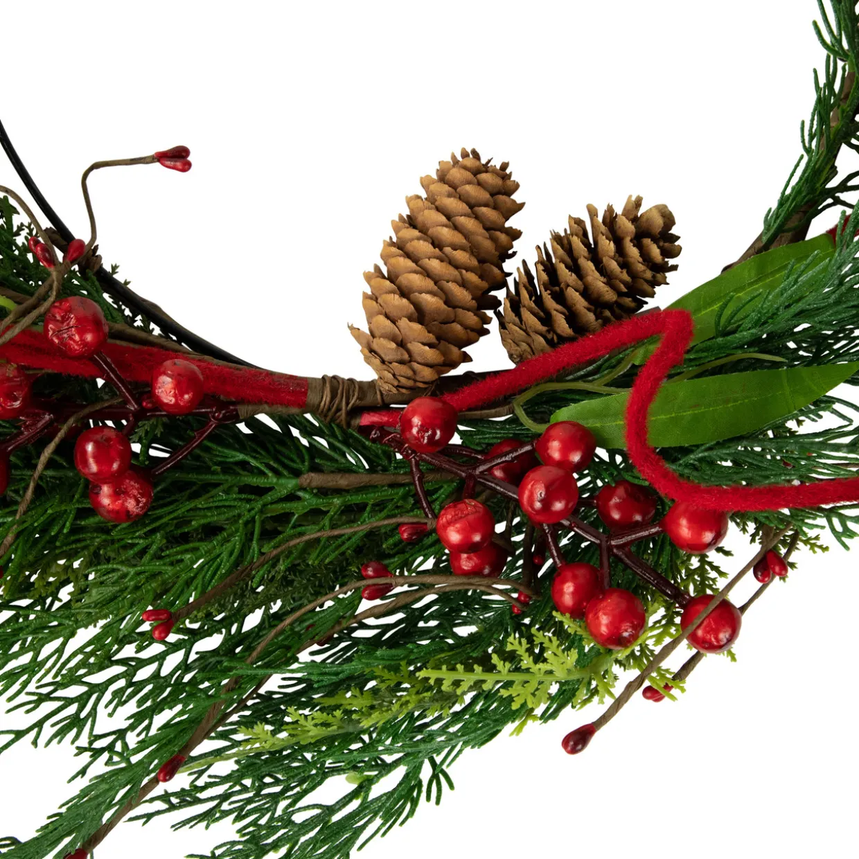 Real Touch™? Mixed Greenery and Berries Artificial Christmas Wreath - 18" - Unlit