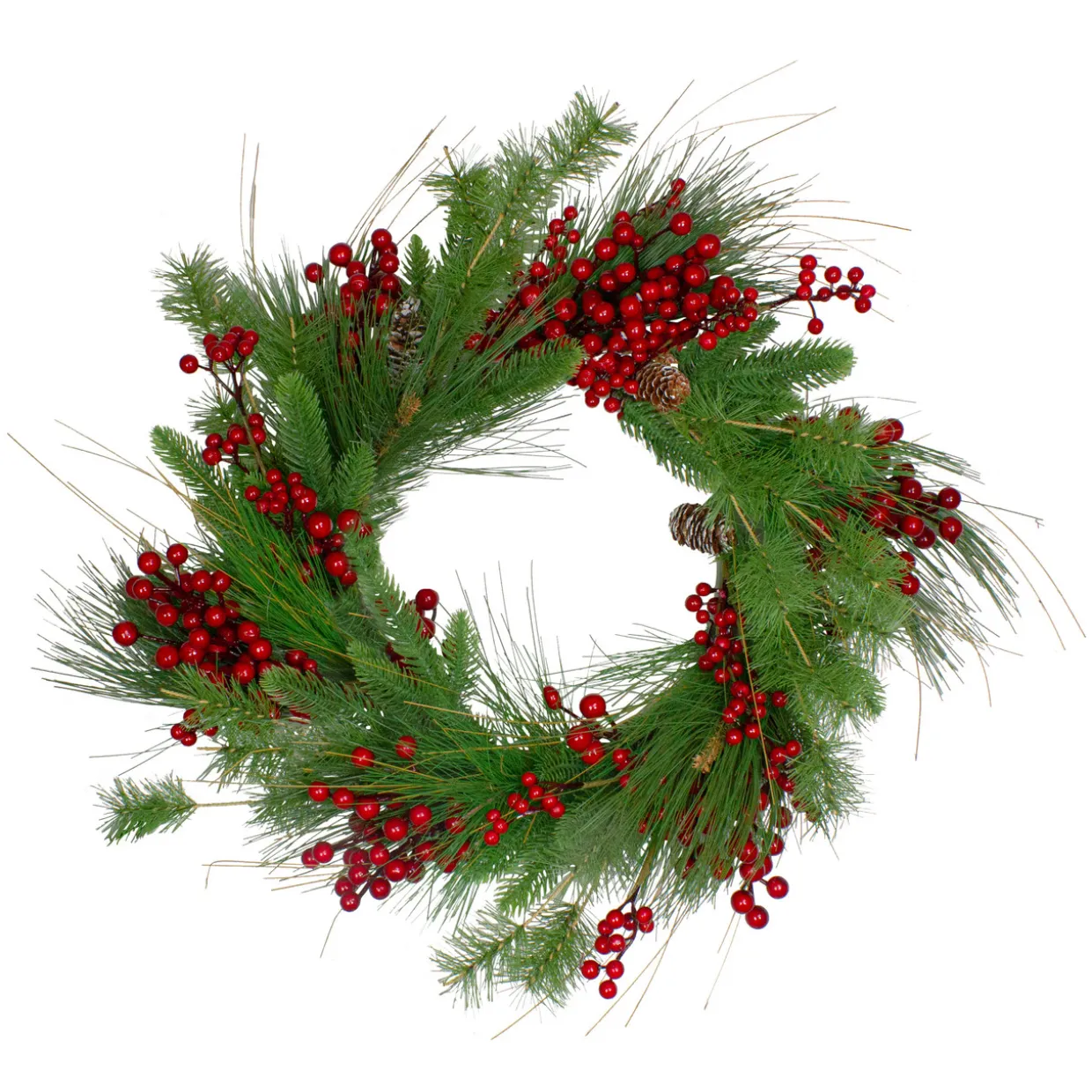 Real Touch™? Mixed Pine and Berry Artificial Christmas Wreath - 24" - Unlit