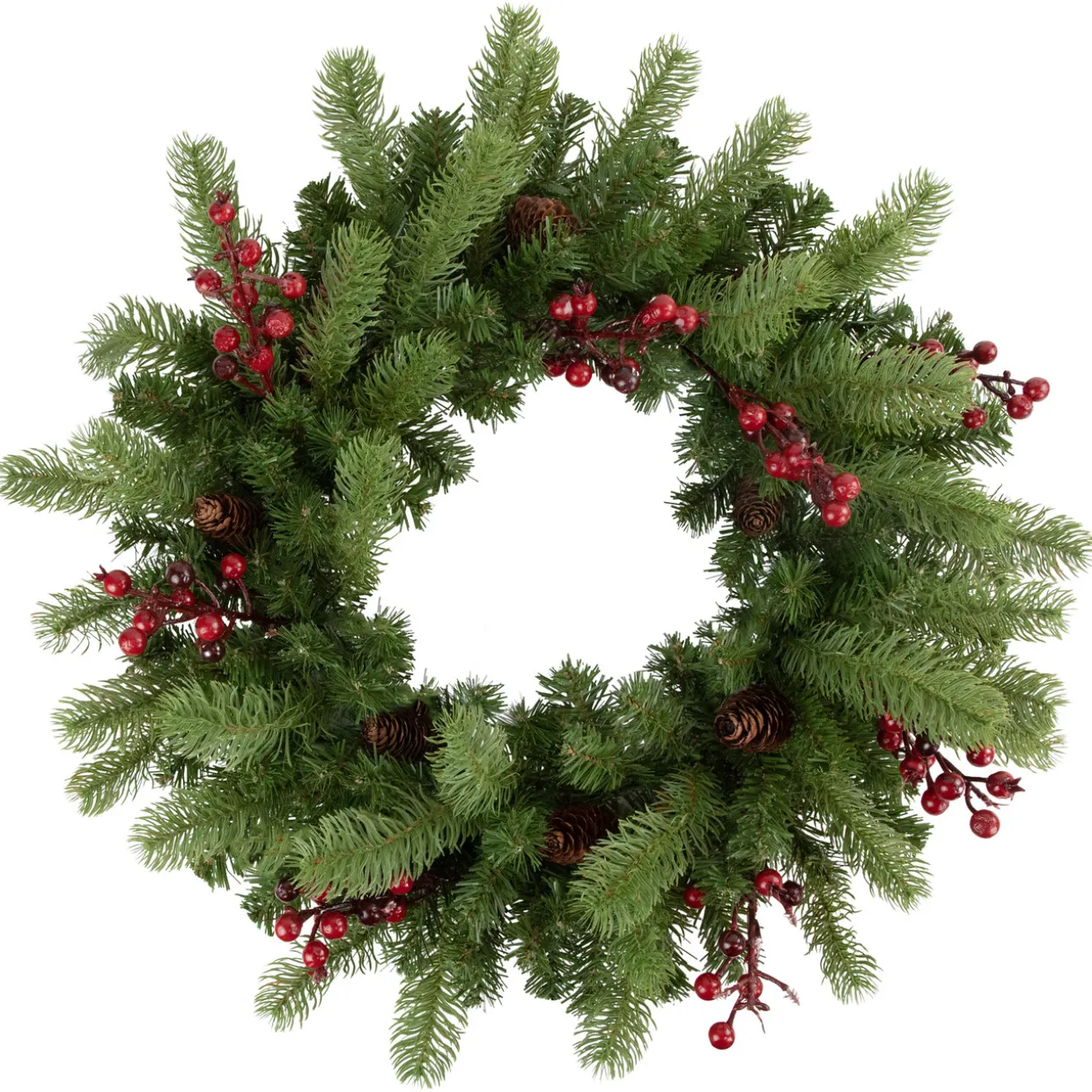 Real Touch™? Noble Fir with Berries Artificial Christmas Wreath - Unlit - 24"