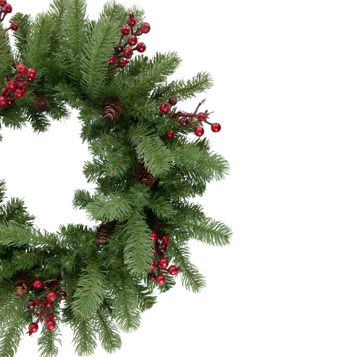 Real Touch™? Noble Fir with Berries Artificial Christmas Wreath - Unlit - 24"