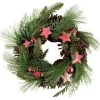 Real Touch™? Pine and Pinecone Artificial Christmas Wreath with Stars - 13.5" - Unlit