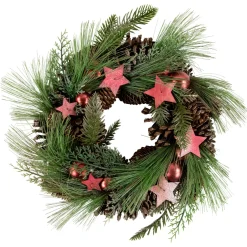 Real Touchâ„¢? Pine and Pinecone Artificial Christmas Wreath with Stars - 13.5" - Unlit