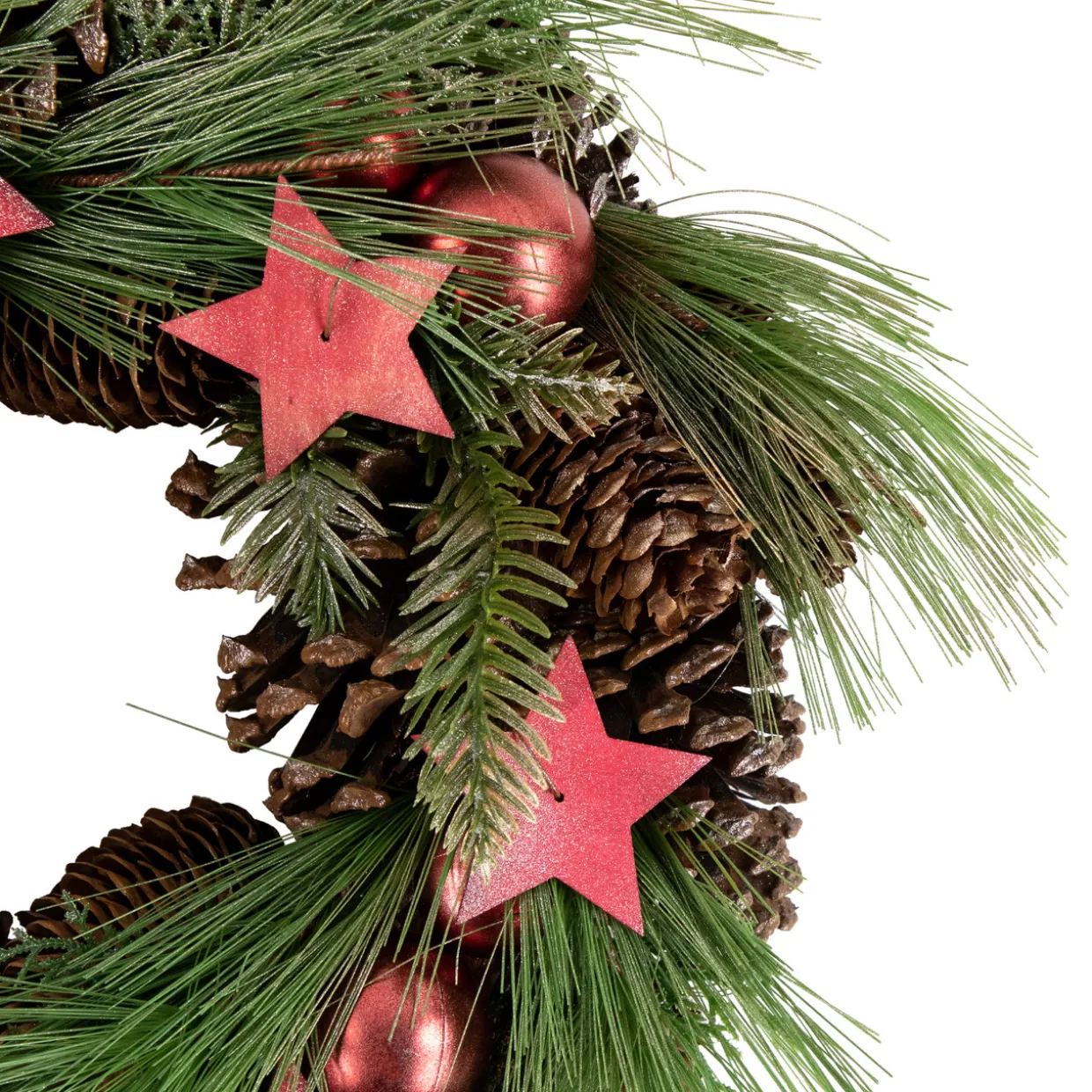Real Touch™? Pine and Pinecone Artificial Christmas Wreath with Stars - 13.5" - Unlit