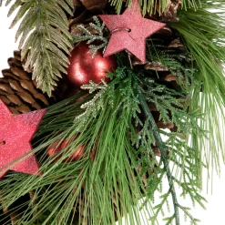 Real Touch™? Pine and Pinecone Artificial Christmas Wreath with Stars - 13.5